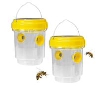 Trampa Colgante para avispones para Exteriores, Kit de Trampa para Avispas y avispones con Botella de plástico para el Control de Mosquitos, Moscas y jejenes(Yellow,2pcs)