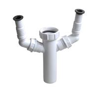 Trampa de desagüe para fregadero de doble salida de 1/2 pulgadas | Conecta tanto tu lavadora como tu lavavajillas a un solo drenaje para una fontanería aerodinámica.
