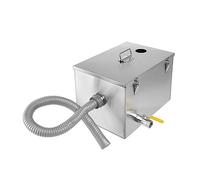 Trampa de Grasa, Interceptor de grasa comercial, trampa de grasa de acero inoxidable Separador de agua y aceite de aguas residuales con cesta de filtro extraíble for restaurante, cafetería, cocina cas