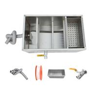 Trampa De Grasa Para Debajo Del Fregadero: Separador De Aceite Y Agua Comercial De Acero Inoxidable Con Filtración De 4 Etapas, Entrada/salida De 5 Cm, Para Cocinas De Restaurantes. ,40*25*25cm,A