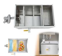 Trampa De Grasa Para Restaurantes Bajo Fregadero - Filtración De 4 Etapas Con Canasta De Filtro Y Cubierta Antiolores - Separador De Aceite Y Agua De Acero Para Cocinas Domésticas , 45*25*25cm,A