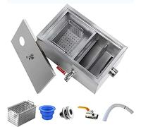 Trampa de grasa, separador de aceite y agua, interceptor de acero inoxidable con deflectores extraíbles para un tratamiento eficaz de aguas residuales debajo del fregadero