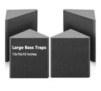 Trampa de graves grande para esquina de espuma acústica, paquete de 4 trampas de graves Delta para esquina de pared, espuma acústica súper trozo para estudio, hogar o teatro