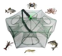 Trampa de Pescado, 58×22cm Trampa para Peces de Cangrejo de Nailon, Red de Pesca Plegable Portátil, Jaula de Camarones 6 Agujeros Trampas Peces, para Pescar Anguilas Cangrejos, Camarones y Cangrejos