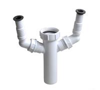 Trampa de residuos de fregadero de doble salida para lavadora y lavavajillas, entrada de 1-1/2 pulgadas diseñada para fontanería de cocina y utilidad