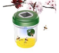Trampa para abejas con luces LED solares, ahuyentador de avispas, trampas reutilizables para moscas de carpintero, cristal colgante de doble entrada, insecticida con iluminación nocturna