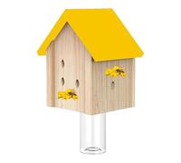 Trampa para abejas de carpintero - Trampa de madera hecha a mano, caja de abejas en forma de casa, trampa decorativa para insectos | Atrapa avispones natural con diseño de protección, trampa de jardín