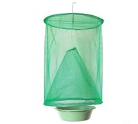 Trampa para moscas reutilizable para exteriores, paquete de 8 atrapamoscas de plástico verde con bandeja de cebo para granero, patio, granja, establo, huerto, fácil de limpiar y rellenar insectos sin