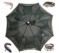 Trampa para Peces Plegable, portátil, Resistente, Nailon, autoencogible, Trampa para cangrejos, Red fundida, Accesorios de Pesca de 8 Agujeros