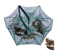 Trampa plegable de cangrejo de malla - Trampa de cebo de pesca plegable, trampas de pesca plegables netas plegables moldeadas | Malla de alambre sin botones con mango de aluminio expandible, duradera