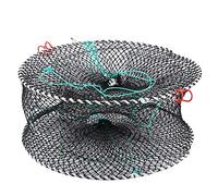 Trampas de Cangrejo Plegables portátiles Red de Cangrejo Plegable para Langosta camarones Malla fundida Accesorios de Pesca Material de Nailon Duradero Negro 45x20 cm