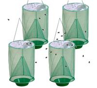 Trampas para moscas colgantes para exteriores, 4 unidades,reutilizables impermeables,protección UV,trampas para moscas de malla fina para jardín al aire libre, restaurante, sin cebo, película PO