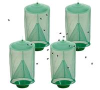 Trampas para moscas colgantes para exteriores, 4 unidades,reutilizables impermeables,protección UV, trampas para moscas de malla fina para exteriores, jardín,restaurante, sin cebo,tapa de plástico