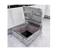 Trampilla de acceso al tejado, Cubierta de boca cuadrada plateada del tragaluz ático acero inoxidable 304 con la cerradura los 60-90cm(80 * 80cm)