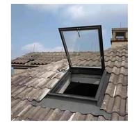 Trampilla de acero para tejado, Tamaños múltiples de barra hidráulica aluminio transparente la cerradura seguridad ventilación ventana del tejado negro(90x100cm)
