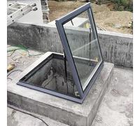 Trampilla de acero para tejado, Tamaños múltiples grises del marco de aluminio cristal moderado portilla la ventilación tragaluz(WxH 36x36in/91.4x91.4cm)