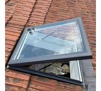 Trampilla de acero para tejado, Tamaños múltiples hidráulicos esmaltados dobles del múltiplo de las manijas aislamiento sano tragaluz escape(LxW 40x20in/100x50cm)