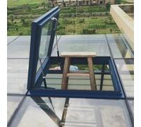 Trampilla de acero para tejado, Ventana de tragaluz aleación aluminio con ventilación trampilla techo vidrio templado varios tamaños(27.6 x 27.6in)