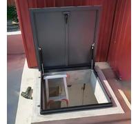 Trampilla de aluminio para acceso a techo, puerta de seguridad resistente con cerradura y burlete de goma, tapa de salida de sótano impermeable, ventilación para tragaluz de ático (80 x 80 cm/31,5 x