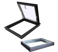 Trampilla de Suelo Claraboya con escotilla de acceso grande al techo, cubiertas de vidrio templado para iluminación subterránea(40° Open,Hole size-80x50cm/31.5x19.7in)