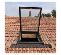 Trampilla de Suelo Claraboyas y ventanas de techo para casas 50x50 60x60 70x70 cm vidrio templado de doble capa, escotilla de salida de emergencia(80° Open-LxW,20x20in/50x50cm)