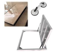 Trampilla de suelo sótano Cubierta Piso Escotillas de acceso al piso interior, puerta de entrada de escape de emergencia de alta resistencia con abridor de ventosas(Black,54x20" (137x51cm))