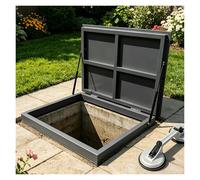 Trampilla de suelo sótano Cubierta Piso Exterior Escalón de acceso al suelo Escalón de acceso al suelo, Acero Puertas de entrada al sótano Montaje en superficie(Black,LxW 135x60 cm (53x24 in))