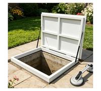 Trampilla de suelo sótano Cubierta Piso Exterior Escalón de acceso al suelo Escalón de acceso al suelo, Acero Puertas de entrada al sótano Montaje en superficie(White,LxW 75x65 cm (30x26 in))