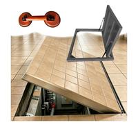 Trampilla de suelo sótano Cubierta Piso Oculto Espacio de acceso Puerta de acceso Piso interior, Resistente Sótano Puertas de entrada Para azulejos, Empotrado Tapa de sótano(Black,LXW 34x32in)