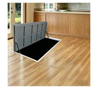 Trampilla de suelo sótano Cubierta Piso Puerta de acceso oculta al espacio de acceso Piso interior, Acero inoxidable Escotilla de acceso, Camuflada Puerta de entrada(Black,LXW 112x102cm/44x40in)