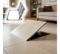 Trampilla de suelo sótano Trampilla De Acceso Al Sótano Empotrada, Puerta De Entrada De Acero Camuflada Con Abridor De Tazas, Puertas Ocultas Para Bodega De Vinos Internas(30inx34in)