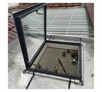 Trampilla de Suelo Trampilla de acceso a techo, trampilla de ático, tapa de salida para pozo de registro/sótano con vidrio templado de doble capa(Inset mount,70x90cm/27.6x35.4in)
