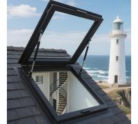 Trampilla De Suelo Ventana De Acceso Al Techo Apertura De 80° Techo Planos Inclinado Cubierta De Claraboya Marco De Aleación De Aluminio Ventilación Claraboya Techo para Sótanos Solarium(L95xW95cm)