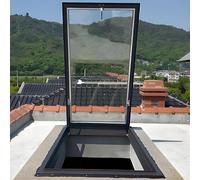 Trampilla de techo, claraboya manual, ventana de techo, puerta de ventilación para ático, cubierta de seguridad de aluminio con vidrio templado, ventana de pozo de iluminación para sótano, s