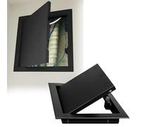 Trampilla Pladur Negro Panel de Acceso para Fontaneria Electrica, Puerta de Acceso a La Pared del Atico Metal, Click to Open Drywall Trampilla Pladur Tapa de Revisión Tapa Caja Fusibles, Incluye Torni