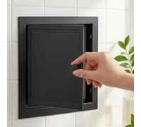 Trampilla Pladur Panel de Acceso de Plomería Empotrado para Paneles de Yeso, Puerta de Inspección Metal Trampilla de Inspección de Pared o Techo, Tapa de Inspección con Bisagra(Negro,200x250 mm)