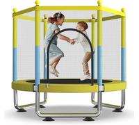Trampolí para niños, trampolí para interior y exterior, con red de seguridad, 150 kg, ajustable, para niños y niñas de 3 a 8 años