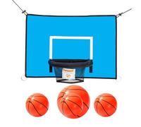 Trampolín Baloncesto oscuro, cesta oscura, juego completo con pelotas de baloncesto, accesorios fáciles de instalar para red de seguridad, montaje para actividades deportivas y de juego en interiores
