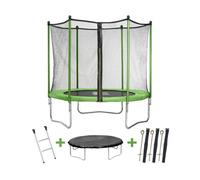 Trampolin / cama elástica "yoopi" - ø 3.05 m- con red de protección +escalera + cubierta de protección - color verde