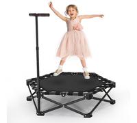 Trampolín de fitness, capacidad de carga 150 kg, mini trampolín plegable interior con altura ajustable, no requiere montaje, silencioso y estable, niños/adultos, interior/exterior