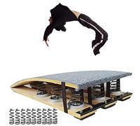 Trampolín de Gimnasia Duradero con Plataforma de Salto Gris, para Entrenamiento de Salto de Altura o voltereta hacia atrás para Adolescentes, Adultos, Adolescentes o niños, Grande (Gris, 9 resortes,