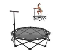 Trampolín Ejercicio Profesional 128cm Octogonal, Mini Cama Elástica Estable para Adultos, Mango Ajustable, Bandas Nailon sin Ruido, Soporta 150KG, Plegable