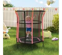 Trampolín Infantil Homcom Ø 1.63 X 1.9 M, Puerta de Seguridad con Cierre, Compatible con 6 Cestas Acolchadas (Carga Máxima Incluida). Peso máximo soportado: 50 kg. Rojo. Rojo