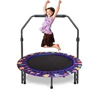 Trampolín infantil para interior y exterior, diámetro de 91 cm, pequeño, plegable, sin red, para uso en casa, rectangular, para interiores a partir de 2, 3, 4 años (morado)