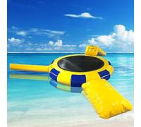 Trampolín inflable de agua, hamaca flotante de 16 pies para diversión en la piscina y el lago, plataforma de buceo y tobogán de parque acuático