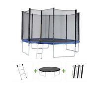 Trampolín "jumpy" - ø 4,27 m - acero galvanizado - red de protección + escalera + cubierta + kit de anclaje - color azul