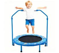 Trampolín para Niños 92cm Plegable con Mango Ajustable y Cubierta de Seguridad - Mini Reboteador Interior/Exterior para Edades 3-6 (90kg Máx)