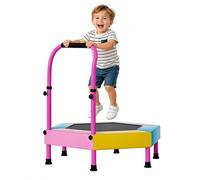 Trampolín para niños, banda de rebote plegable de 36 pulgadas con mango ajustable, trampolín para niños de 2 a 6 años, sin ruido, para niños con almohadilla de seguridad, interior y exterior