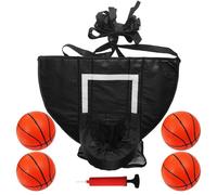 Trampoline Basketball Hoop | 49 x 36 cm PVC Pearl Cotton Backboard Oxford PE Net Frame Set 4 Balls Pump Included Soft Rebound Target System | Adjustable Kids Outdoor Play Garden Family Activity