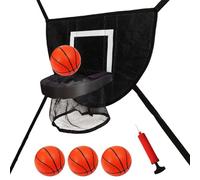 Trampoline Basketball Hoop - 49x36cm with 4 Mini Balls Pump Set | Soft PVC Oxford Cloth Hanging Basketball Target Game |Outdoor Indoor Kids Adult Fitness Jumping Sports Toy Accessories